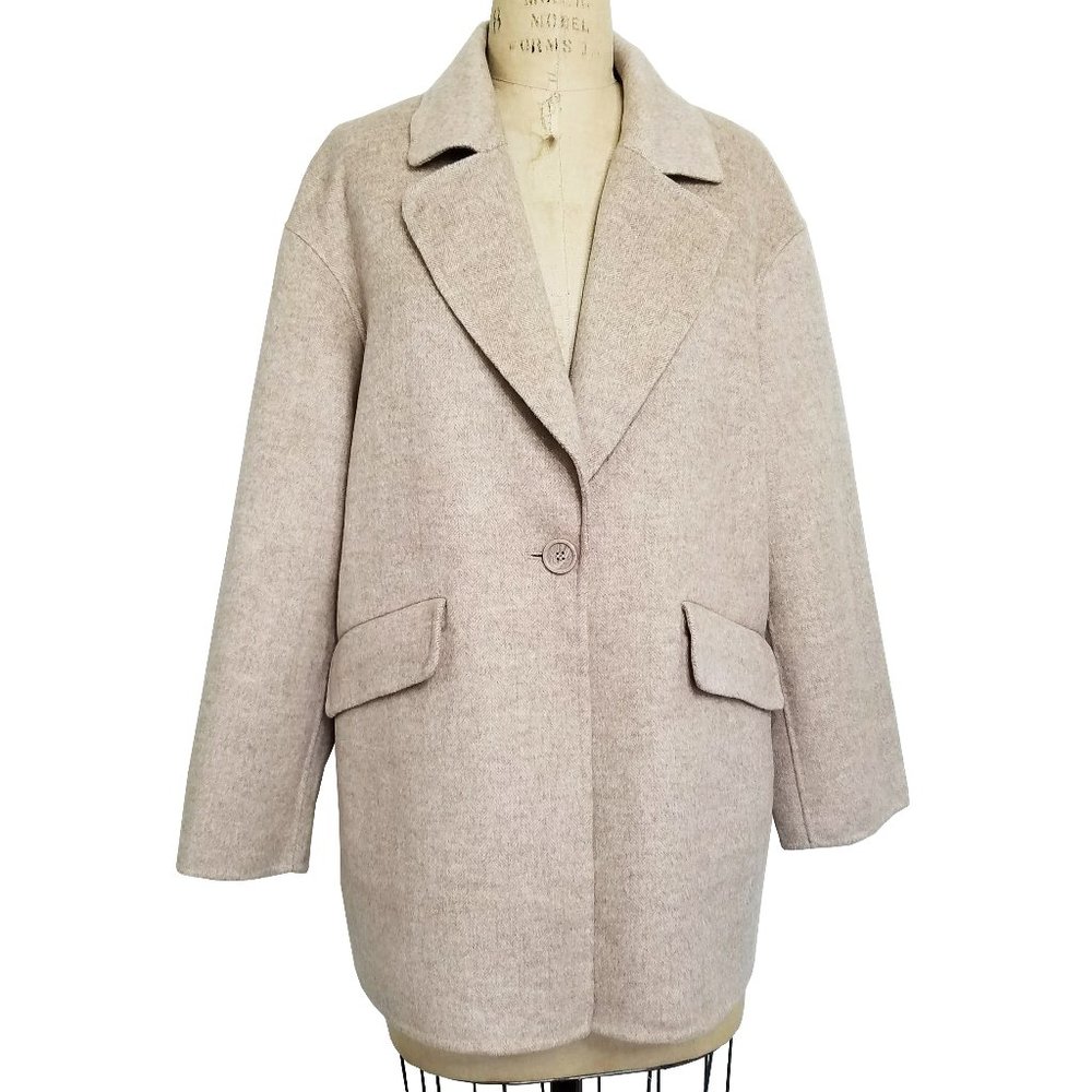 Paris Atelier & Other Stories Jacket Coat Herringbone Wool Soft Oversized Tan